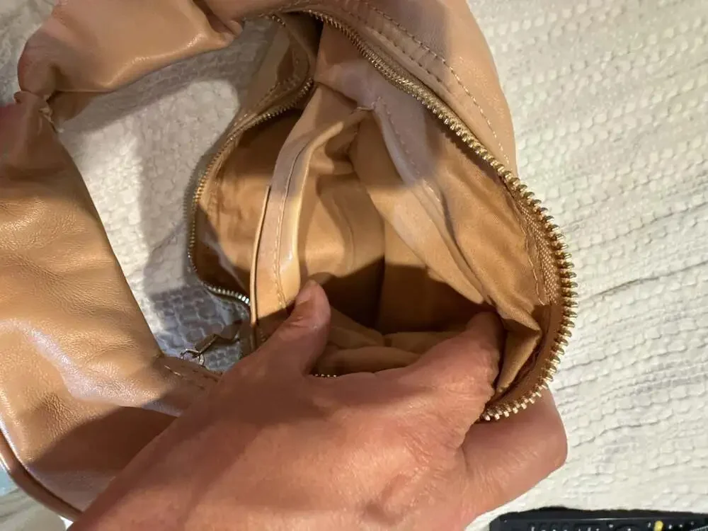 Billini Tan Slouchy Crescent Hobo Handbag